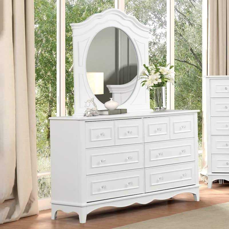 Furniture of America Lindsey Traditional White Wood 6-Drawer 2-Piece Dresser and Mirror Set - White