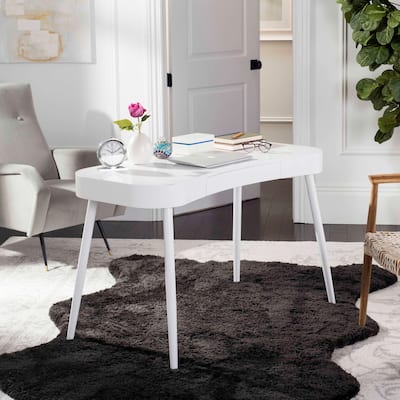 SAFAVIEH Estela Mid Century Scandinavian White One Drawer Desk