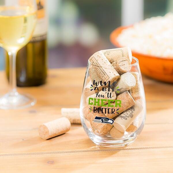 Seattle Seahawks, 17 oz Stemless Wine Glass w/ Gift Box - Bed Bath & Beyond  - 40986600