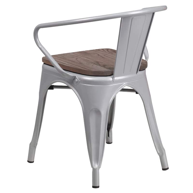 Metal Chair with Wood Seat and Arms