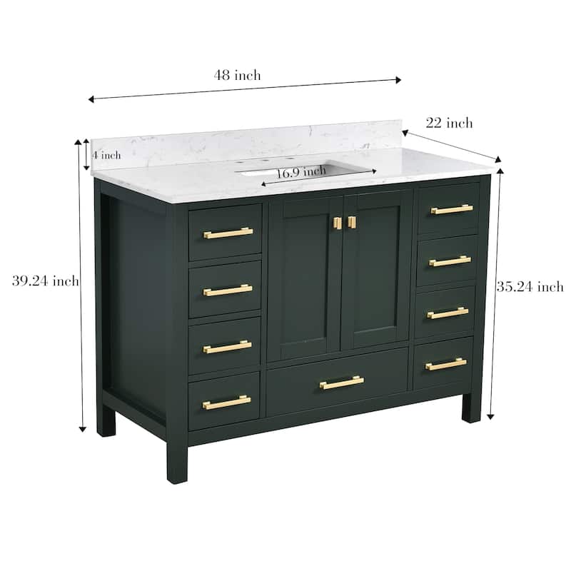 StarrySky 48 inch Undermount Single Sink Bathroom Vanity with Engineered Carrara Marble Top