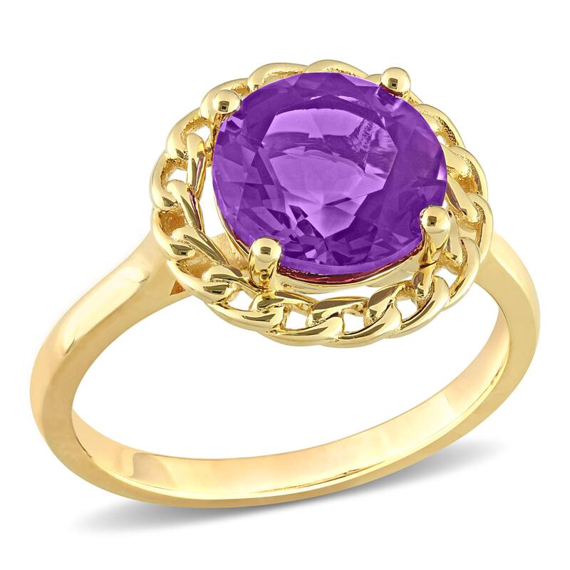 Miadora 2 1/4 CT TGW Amethyst-Africa Fashion Ring Yellow Silver