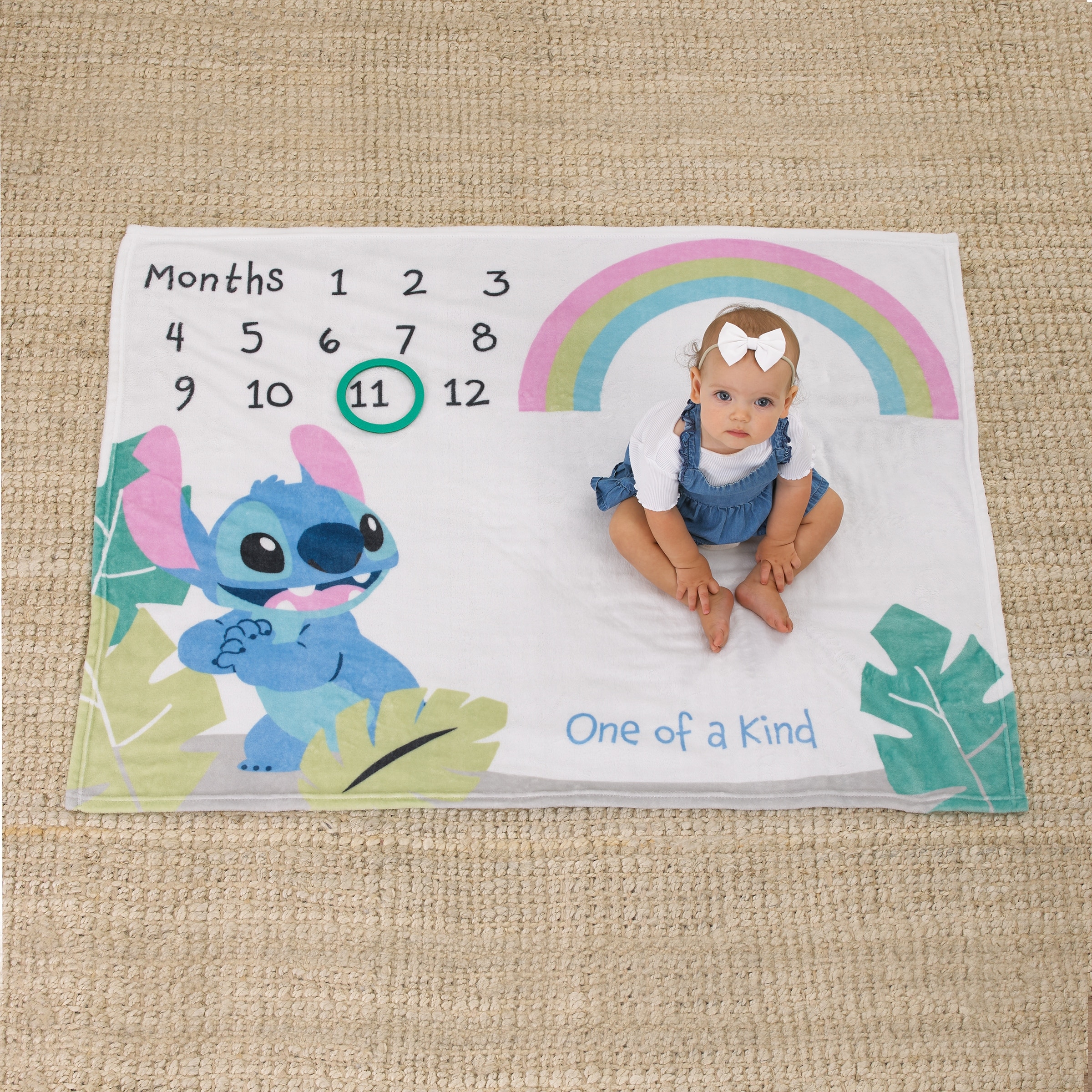 Disney Stitch Photo Op Milestone Baby Blanket Blue