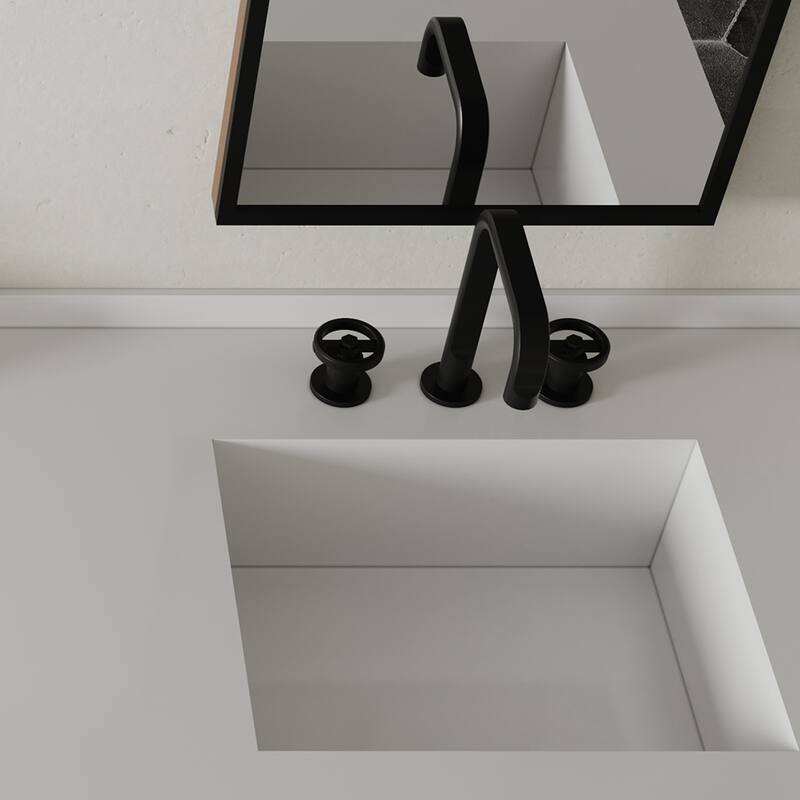 Widespread Bathroom Faucet with Industrial Round Handles Pop-Up Drain