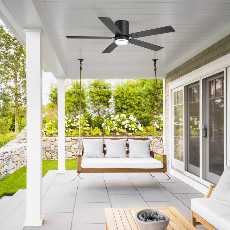 52" Reversible 5-Blade Flush Mount Ceiling Fan with LED Light and Remote