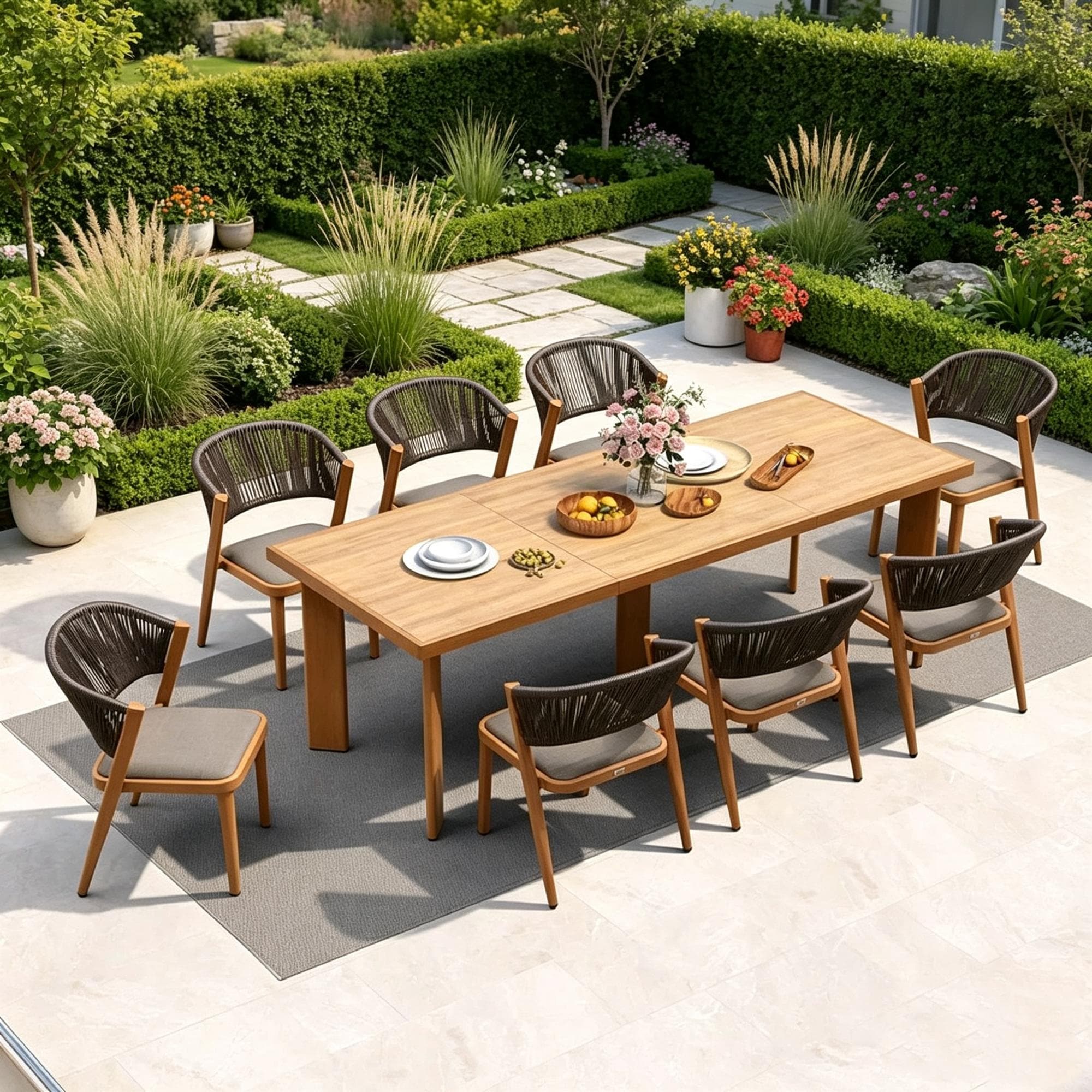 PURPLE LEAF 7 / 9 / 11 pcs Outdoor Dining Set Patio Dining Furniture for Lawn Backyard Deck Brown