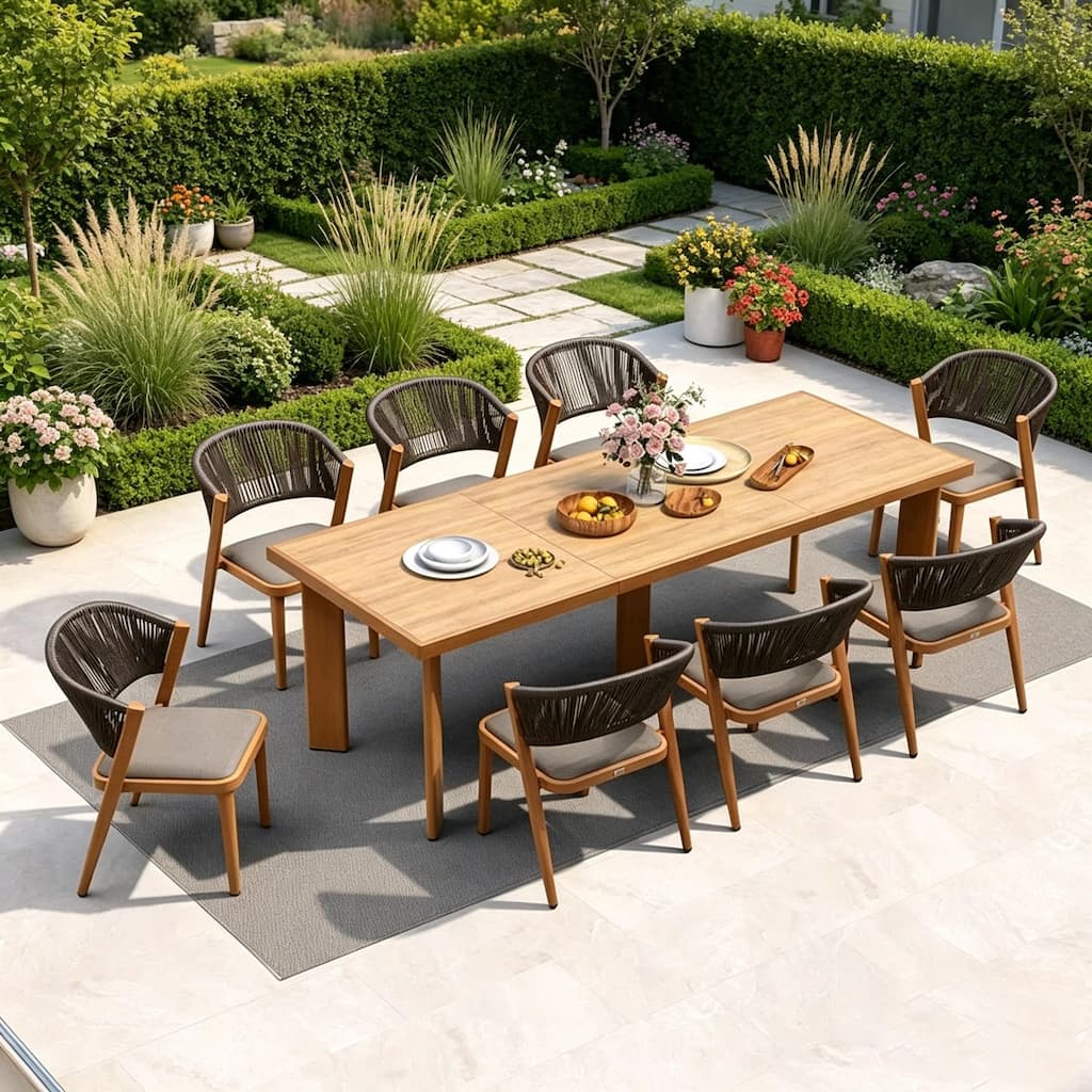 PURPLE LEAF 7 / 9 / 11 pcs Outdoor Dining Set Patio Dining Furniture for Lawn Backyard Deck Brown