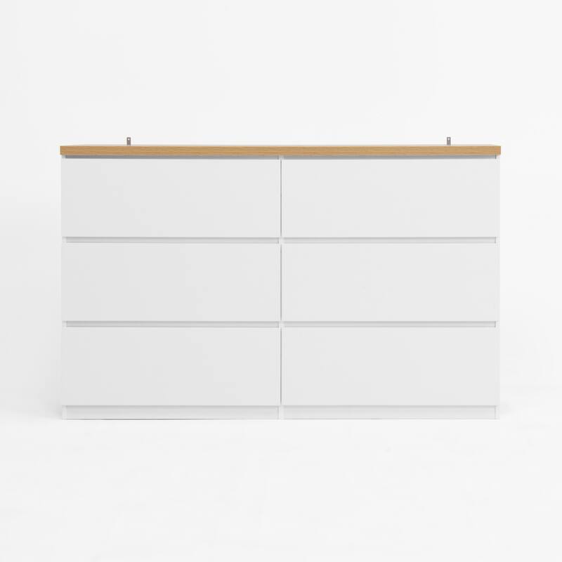 Modern Stylish Dressing Table 6 Drawers Storage Cabinet with Unique Base Design, for Bedrooms, Hallways and Entryways