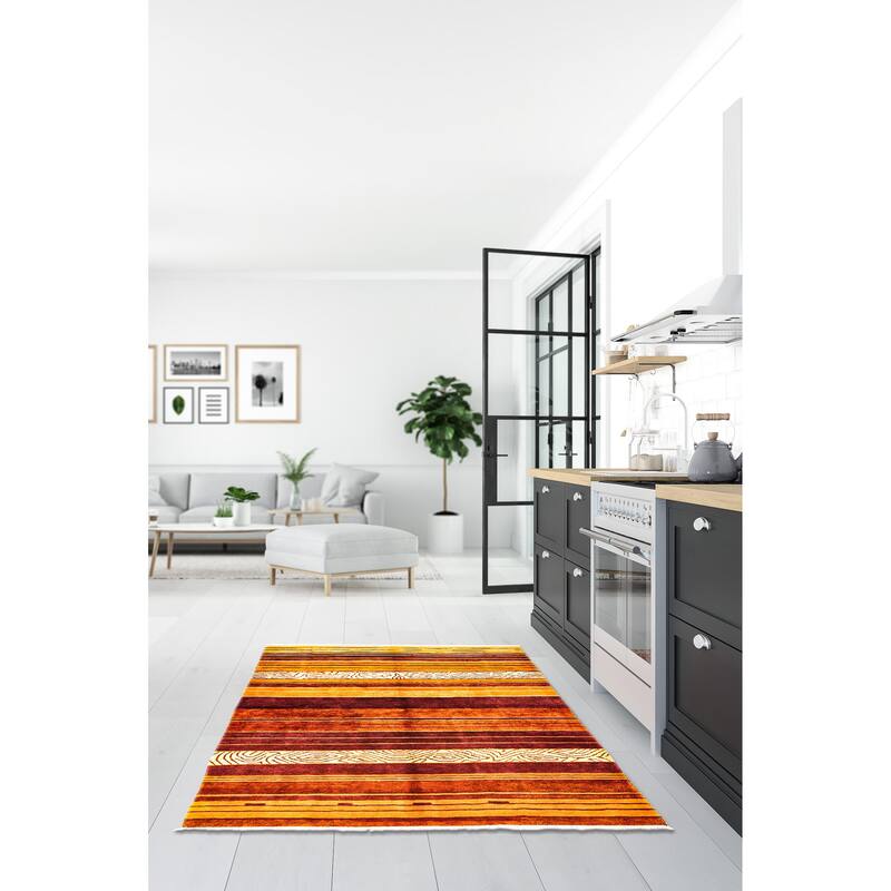 ECARPETGALLERY Hand-knotted Opulence Dark Red Wool Rug - 5'8 x 7'10