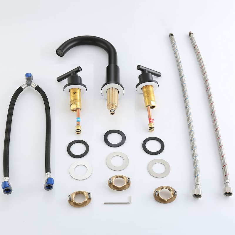 Matte Black 2-Handle Widespread WaterSense High-arc Bathroom Sink Faucet - Spout height: 5.6" x Spout reach: 5.4".