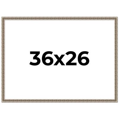 36x26 Frame Silver Versailles Ornate Solid Wood Picture Frame | 1 Inch