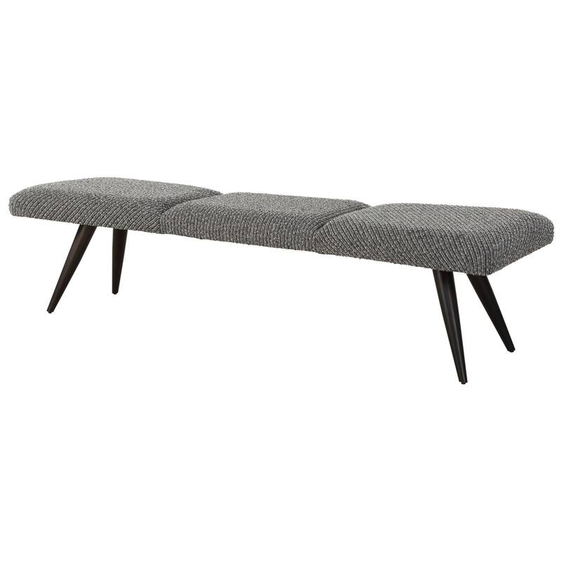 Striped Boucle Upholstered Bench - 72.5" - Charcoal and Gray