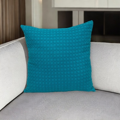 HomeRoots 20" Blue Cotton Throw Pillow With Texture