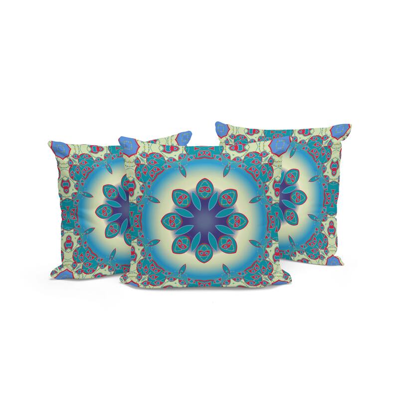 HomeRoots Set of Three 16" X 16" Green and Yellow Abstract Indoor Outdoor Throw Pillow - 16.00' X '16.00' X '5.00