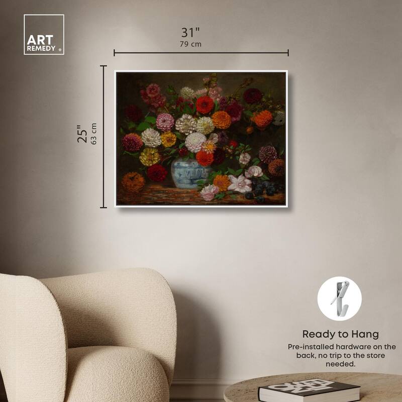 Still Life with Dahlias Canvas by Art Remedy