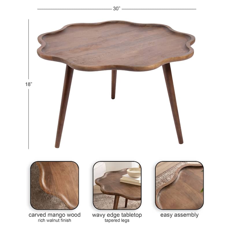 Kate and Laurel Alezar Scallop Wood Coffee Table - 30x30x18