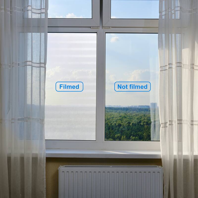 Window Privacy Film, Window Film Horizontal Stripes Pattern - White