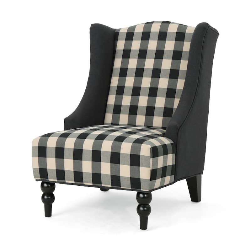 Modern 28" High-Back Upholstered Club Chair with Birch Wood Legs for Living Room