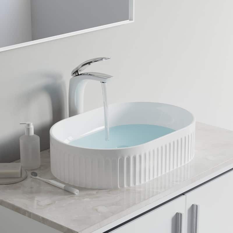 Dowell Fluted Ceramic Vessel Sink