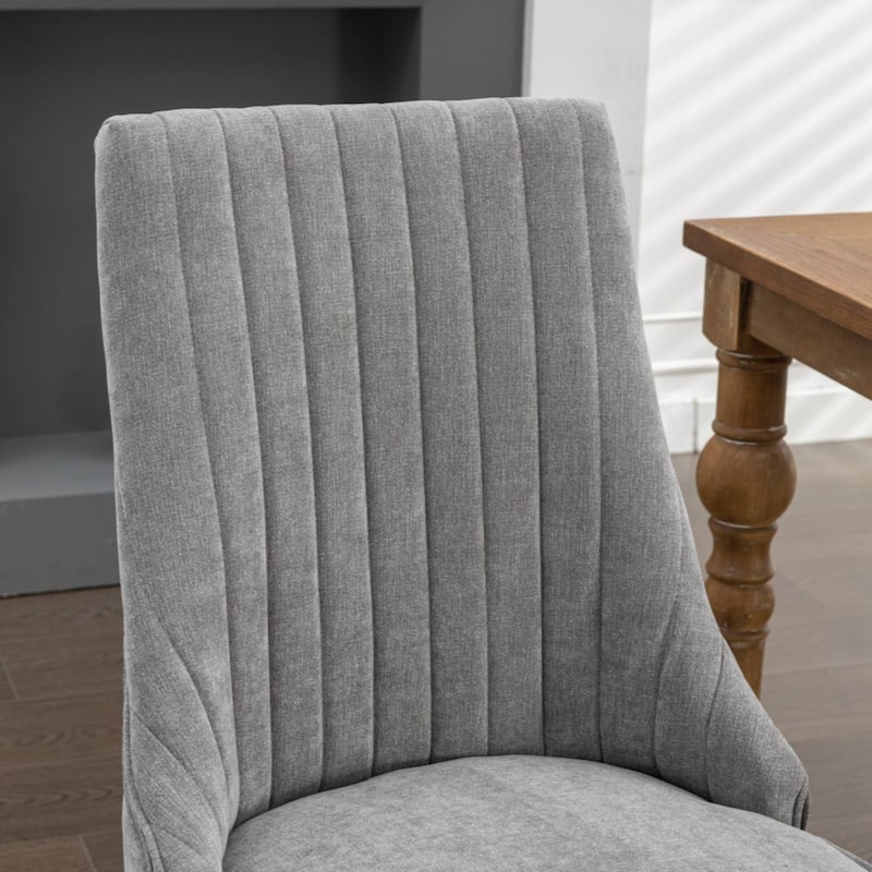 Dinner Chair Comfy Fabric Upholstered Accent Chair for Dining Room with Curved Solid Wood Legs,Set of 2
