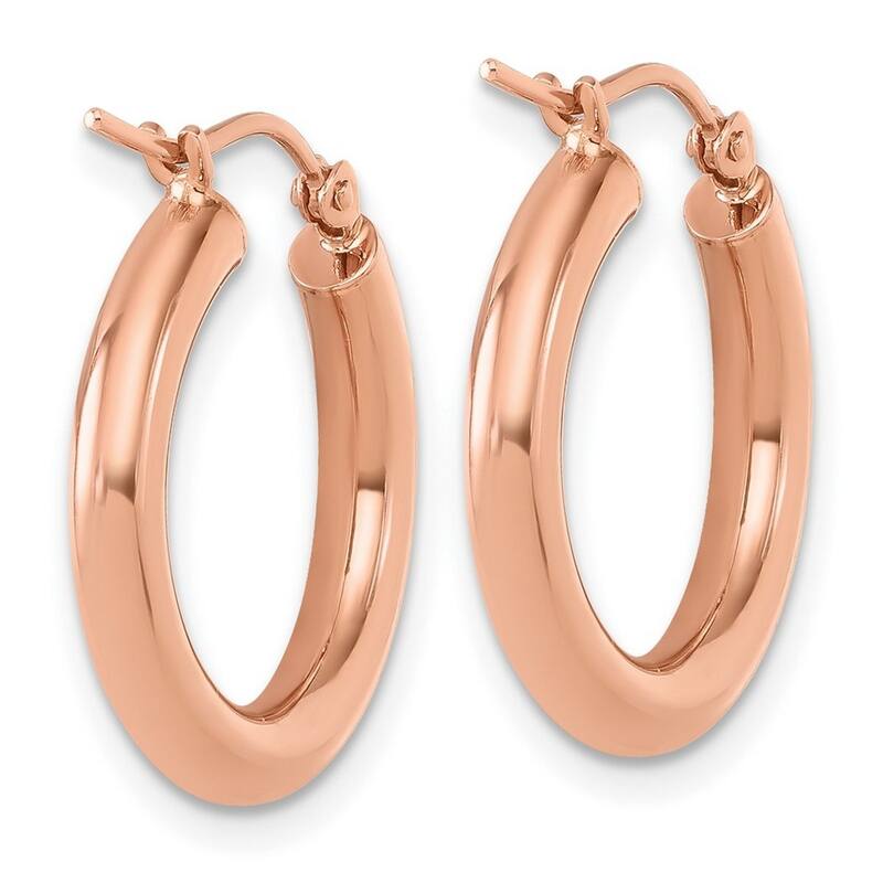 Curata 14k Rose Gold 3x20mm Polished Classic Hoop Earrings