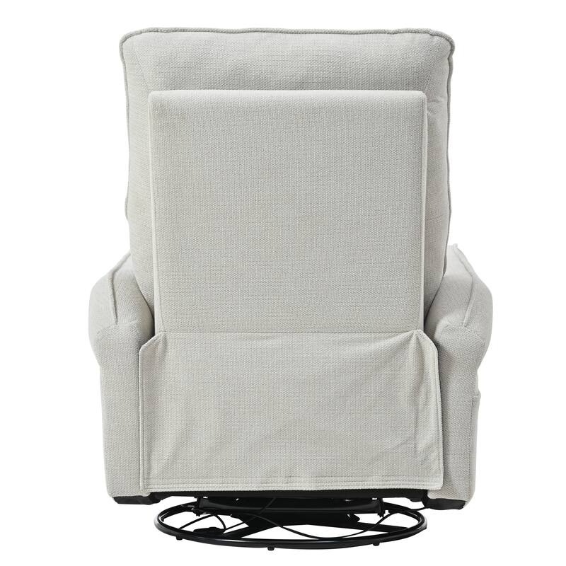 360° Swivel Rocking Recliner Chair, Manual Glider with Footrest, Modern Padded Lounge Chair for Small Spaces, Side Pockets