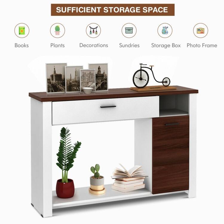 48 Inch Console Table with Drawer and Cabinet - 48" x 12" x 31.5"(L x W x h)