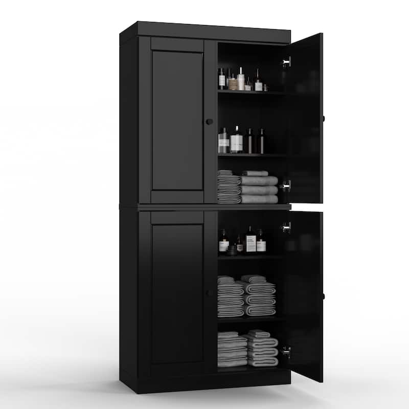 Palace Imports 100% Solid Wood Bathroom & Laundry Storage Cabinet, Raised Panel Doors, Adjustable Shelves, 32" Wide, 71.5" Tall