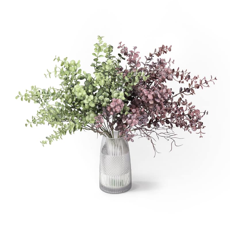 Set of 2 Frosted Green Artificial Boxwood Leaf Stem Plant Greenery Foliage Bush 21in - 21" L x 12" W x 12" DP
