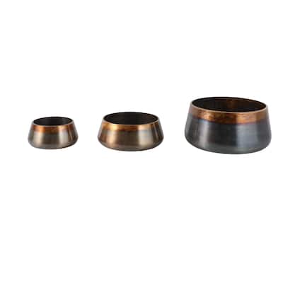 Metal Iron Planters Sleek Design Outdoor Decorative Accent (Set of 3) - 17" x 17" x 8.25"