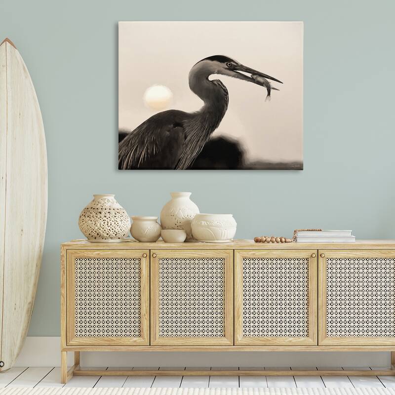 Stupell Heron Feeding on Fish Canvas Wall Art Design By Lori Deiter