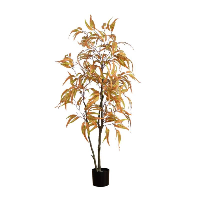 Artificial Eucalyptus Potted Tree - 5' - Orange and Green