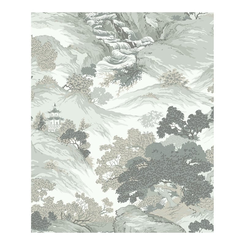 Crown Ordos Light Green Eastern Toile Wallpaper - 20.5 x 396 x 0.025