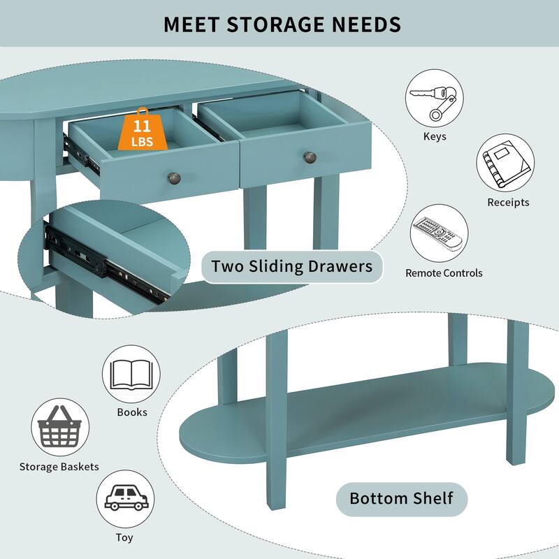 Elegant Retro Console Table with Curved Design