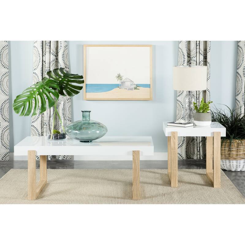 Pala Coffee And End Table Set White High Gloss - 2-Piece