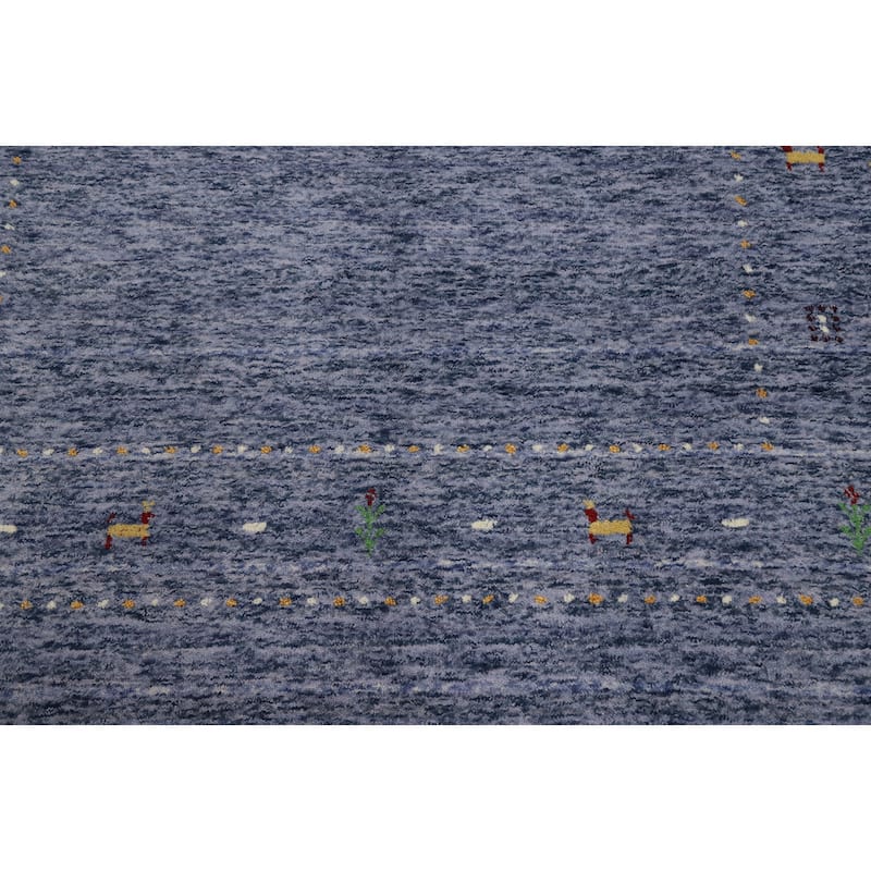 Hand Knotted Oriental 100% Wool Carpet Tribal Animal Pictorial Purples Gabbeh Runner Rug - 12' 0'' X 4' 3''