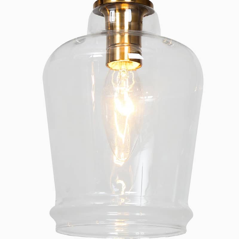 Mid-Century Modern 5-Light Glass Chandelier Black Gold Pendant Lights for Dining Room