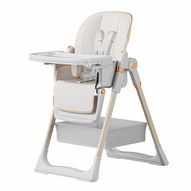 Adjustable High Chair for Babies Aged 0-6 Years with Safety Belt and Lockable Wheels
