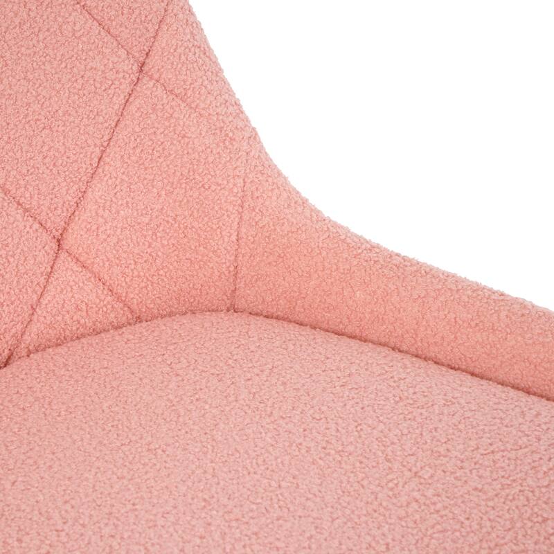 Pink+Gold Teddy 22.3" Tufted Accent Chair with Chrome Legs