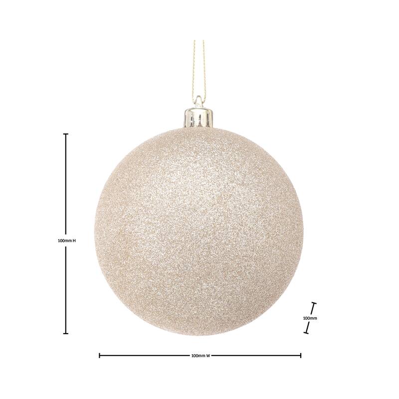 100mm Shatterproof Plastic Glitter Ball Set of 2