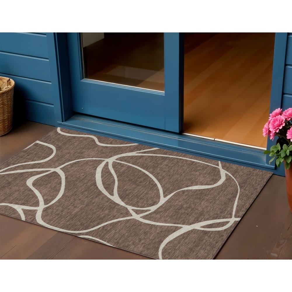 HomeRoots Abstract Transitional Rectangle Outdoor Rug