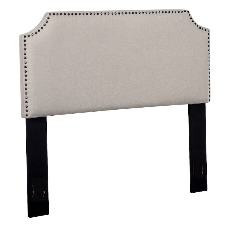 Morden Full/Queen Nailhead Upholstered Fabric Headboard - Beige Fabric Headboard