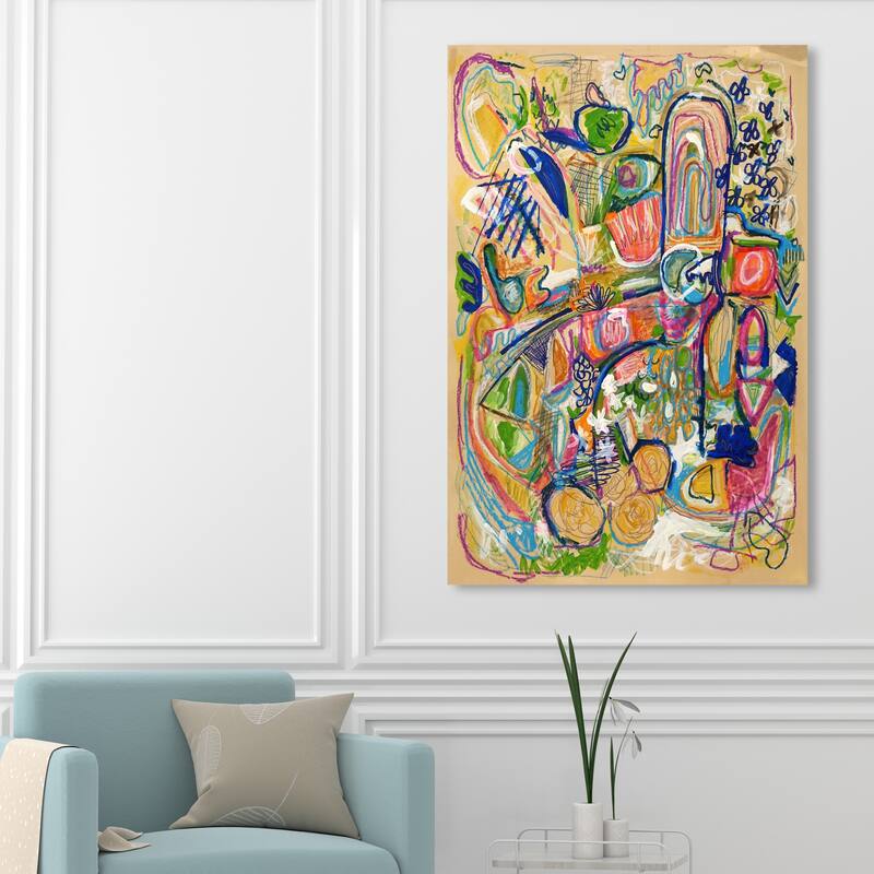 Wynwood Studio Canvas Abstract Lively City Yellow and Mustard Modern & Contemporary Wall Art Canvas Print - 54 x 36