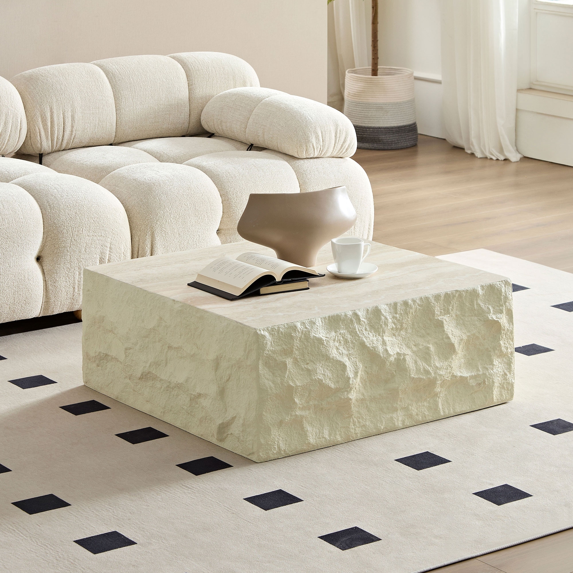 35.43" Vintage Fiberglass Square/Round Center Coffee Table