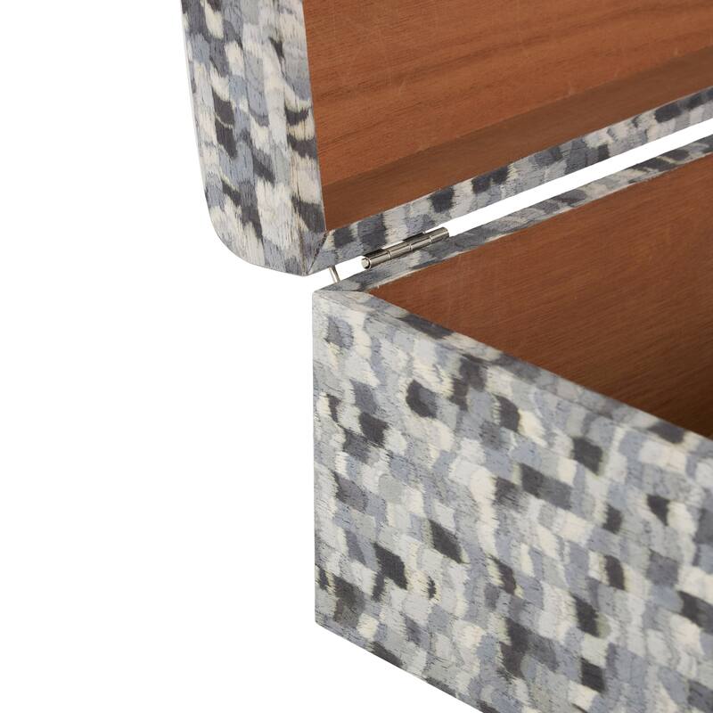 Multi Colored or Gray Wood Handmade Storage Decorative Box with Bronze Latches (Set of 2)