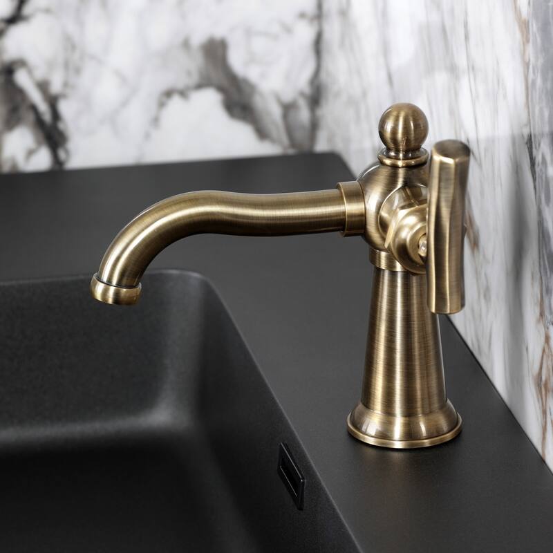 Kingston Brass Hallerbos Single-Handle 1-Hole Deck Mount Bathroom Faucet with Drain