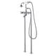 preview thumbnail 1 of 13, SevenFalls 8019 Telephone Double Lever Handles Clawfoot Floor Mounted Tub Filler with Handheld Shower Matte Black
