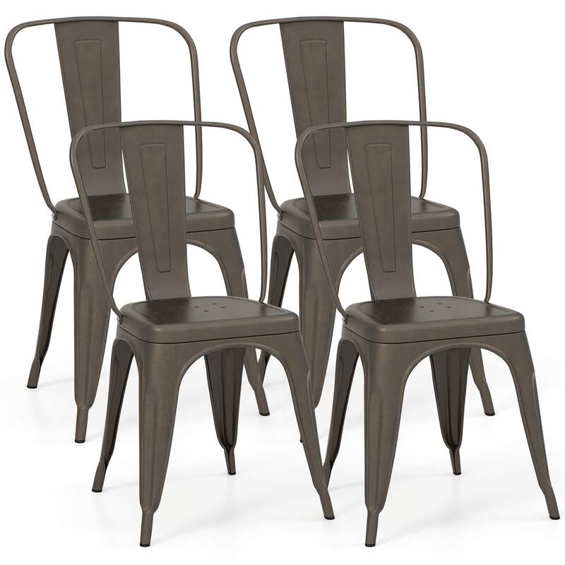Costway 18" High Back Bar Stools Set of 4 with Removable Backrest for - See details - Bronze