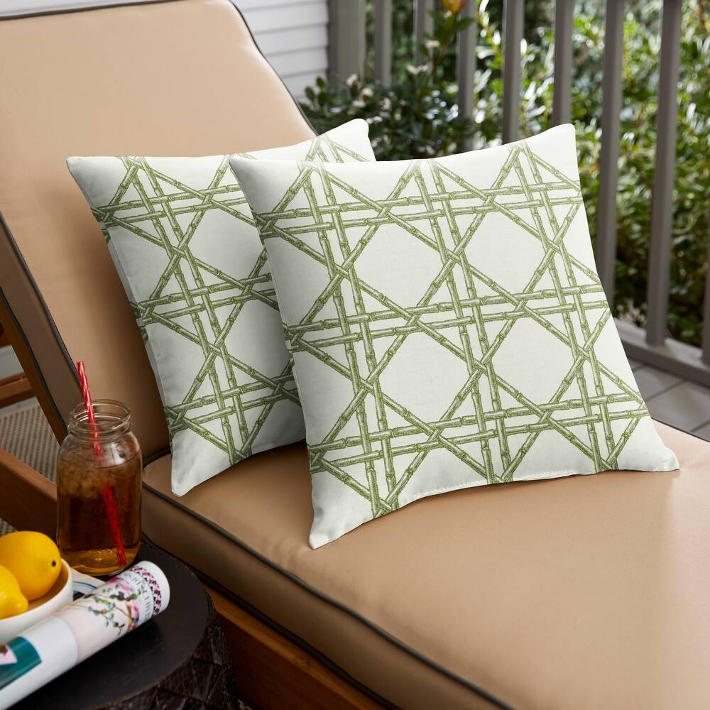 Sorra Home Sunbrella Bamboo Graphic Indoor/Outdoor Knife Edge Square Pillows (Set of 2)