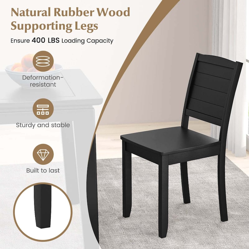 2 PCS Modern Wood Dining Chairs Armless Side Chairs w/Rubber Wood Legs
